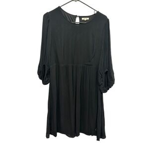 Maurices Black A-Line Mini Dress Ruched Sleeve Keyhole Back M Minimalist Capsule